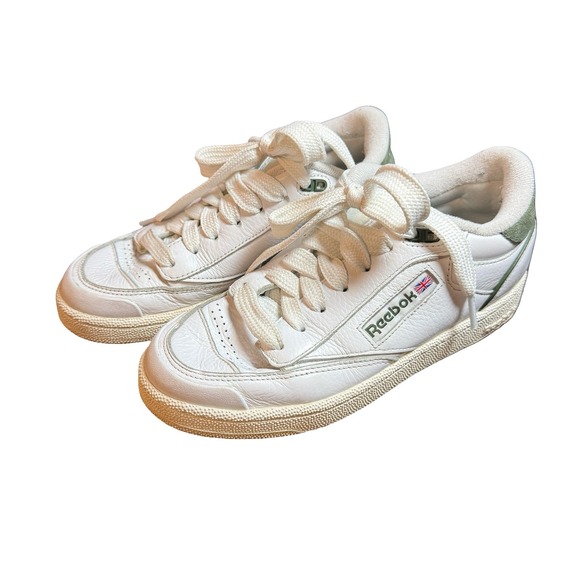Reebok Other - Reebok Club C 85 Sneakers Shoes Chalk Glen Green Suede‎ White Leather Mens 6